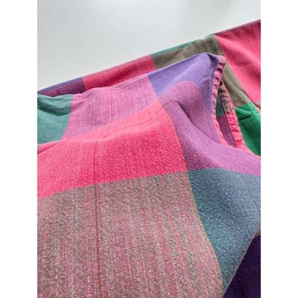 Vintage DANSK Ritva Puotila Bright Pink Purple Jumbo Check 42" x 63" Tablecloth - Picture 8 of 11
